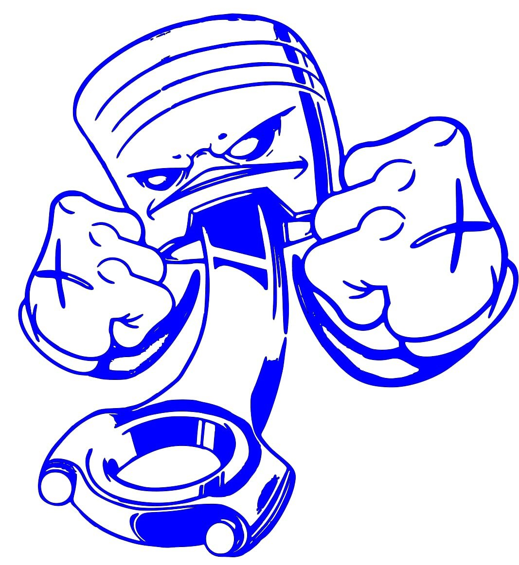 Angry piston funny window decal mechanic tool box decal