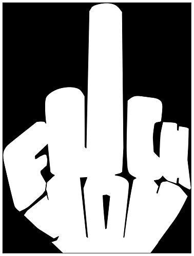 Fuck you middle finger vinyl sticker decal (4.5" x 6", white)