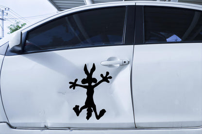 Large 15" coyote splat dent cover up decal, funny decal for car or truck truck dents, black