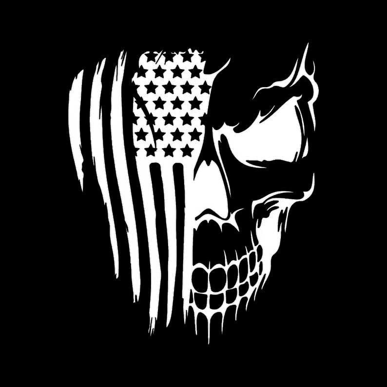 Distressed american flag skull | vinyl decal | patriotic