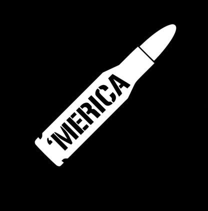 Merica .50 cal bullet decal for truck, gun safe, ammo can. 3 sizes, free shipping