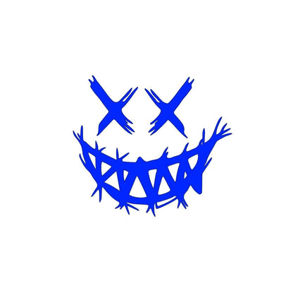 Evil smiling face, x eyes grinning car or truck decal