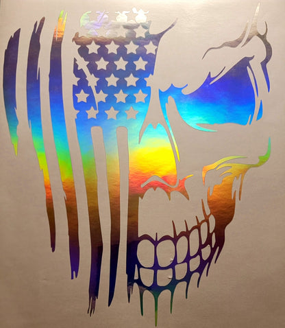 Distressed american flag skull | vinyl decal | patriotic