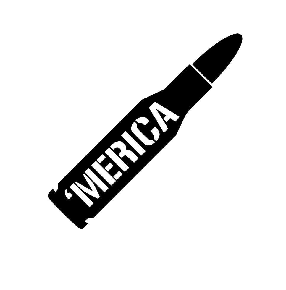 Merica .50 cal bullet decal for truck, gun safe, ammo can. 3 sizes, free shipping