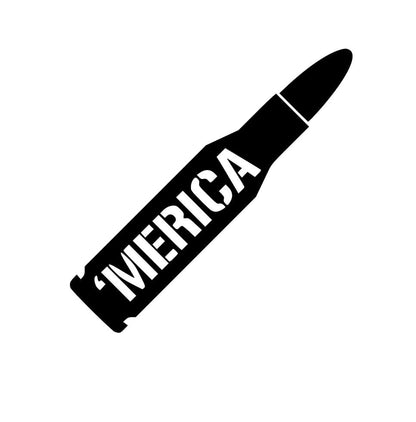 Merica .50 cal bullet decal for truck, gun safe, ammo can. 3 sizes, free shipping